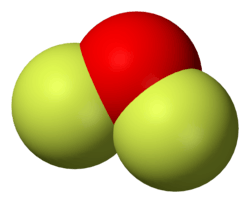 Space-filling model of the oxygen difluoride molecule