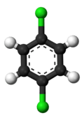 Ball-and-stick model of 1,4-dichlorobenzene