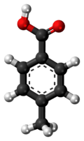 Ball-and-stick model of the p-toluic acid molecule
