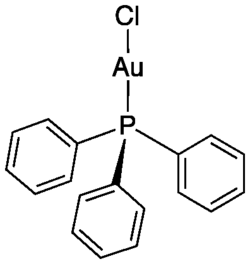 Skeletal formula of chloro(triphenylphosphine)gold(I)