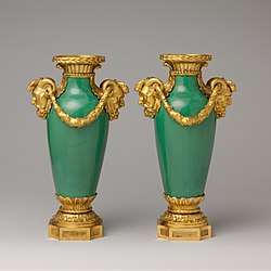 Pair of mounted vases (vase à monter); 1765–70; soft-paste porcelain and French gilt bronze; 28.9 x 17.1&nbsp;cm; Metropolitan Museum of Art