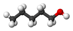 Ball and stick model of 1-pentanol