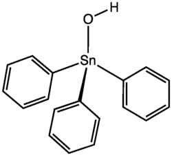 Skeletal formula of triphenyltin hydroxide