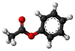 Ball-and-stick model of the phenyl acetate molecule