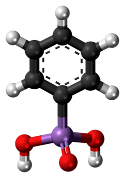Ball-and-stick model of the phenylarsonic acid molecule