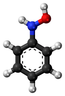 Ball-and-stick model of the phenylhydroxylamine molecule