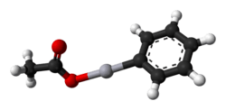 Ball and stick model of the phenylmercury acetate molecule