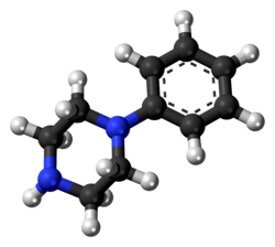 Ball-and-stick model of the phenylpiperazine molecule
