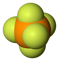 Space-filling model of the phosphorus pentafluoride molecule