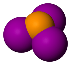 Space-filling model of the phosphorus triiodide molecule