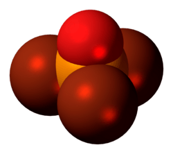 Space-filling model of the phosphoryl bromide molecule