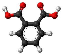 Ball-and-stick model of the phthalic acid molecule