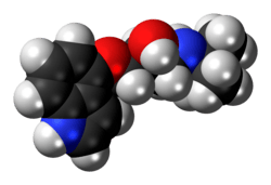 Space-filling model of the pindolol molecule