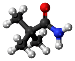 Ball-and-stick model of the pivalamide molecule