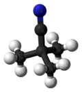 Ball and stick model of pivalonitrile