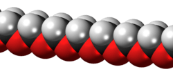 Space-filling model of a polyoxymethylene chain