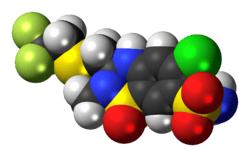 Space-filling model of the polythiazide molecule