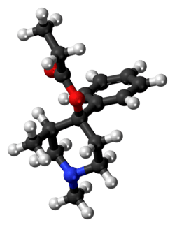 Ball-and-stick model of the alphaprodine molecule