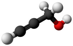 3D ball-and-stick structure of propargyl alcohol