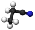 Ball and stick model of propanenitrile