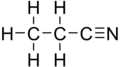 Skeletal formula of propanenitrile with all explicit hydrogens added