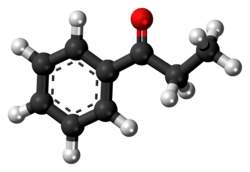 Ball-and-stick model of the propiophenone molecule