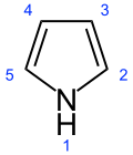 Numbered skeletal formula of pyrrole