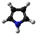 Ball-and-stick model of the pyrrole molecule