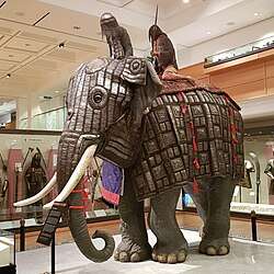 War elephant display in a museum