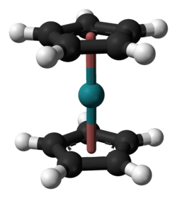 Ball-and-stick model of ruthenocene molecule