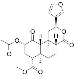 A chemical structure diagram showing benzene rings and various bonding with oxygen and hydrogen molecules