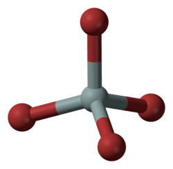 Ball and stick model of silicon tetrabromide