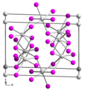 Structure of solid SnI2. Color code: violet = I, gray = Sn.