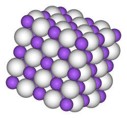 Space-filling model of part of the crystal structure of sodium hydride