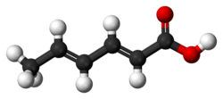 Sorbic acid (ball-and-stick model)