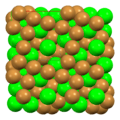 Space-filling model of the packing of Sr2+ and Br− ions in α-SrBr2