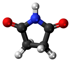 Ball-and-stick model of the succinimide molecule
