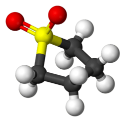 Ball-and-stick model of the sulfolane molecule