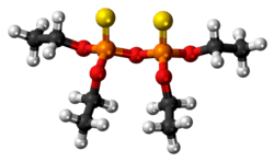 Ball-and-stick model of the sulfotep molecule