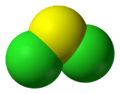 Space-filling model of sulfur dichloride