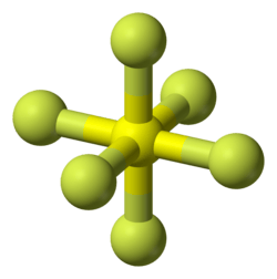 Ball and stick model of sulfur hexafluoride