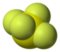 Space-filling model of sulfur tetrafluoride