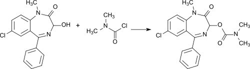 Synthesis of camazepam with dimethylcarbamoyl chloride