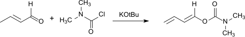 Synthesis of dienyl carbamates with dimethylcarbamoyl chloride