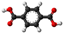 Ball-and-stick model of the terephthalic acid molecule