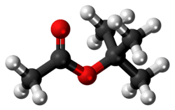 Ball-and-stick model of the tert-butyl acetate molecule