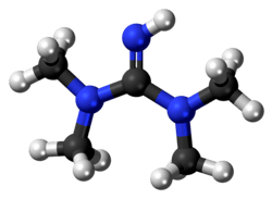 Ball and stick model of 1,1,3,3-tetramethylguanidine