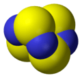 Space-filling model of tetrasulfur tetranitride
