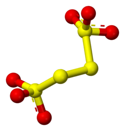 Ball-and-stick model of the tetrathionate ion