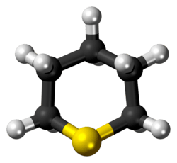 Ball-and-stick model of the thiane molecule